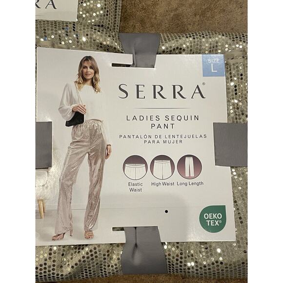 Serra Gold Sequin Bomber Joggers Pants Track Set Size Large Glam Glitzy Disco - Picture 5 of 10